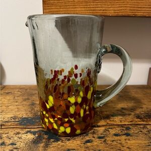 Handcrafted Glass Pitcher with Multicolor Design